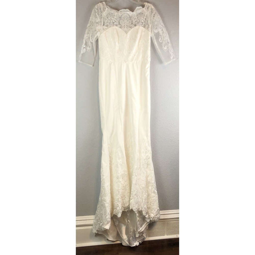 Chi‎ Chi London Womens Wedding Dress Size 10 White Lace Mermaid Bridal Gown